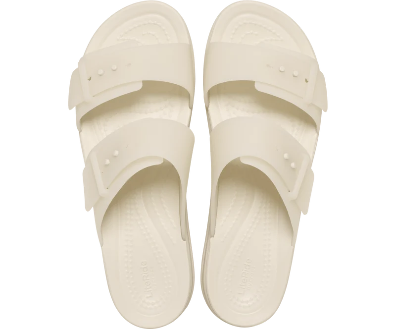CROCS Brooklyn Buckle Frosted Low Wedge Sandal - Sandstein
