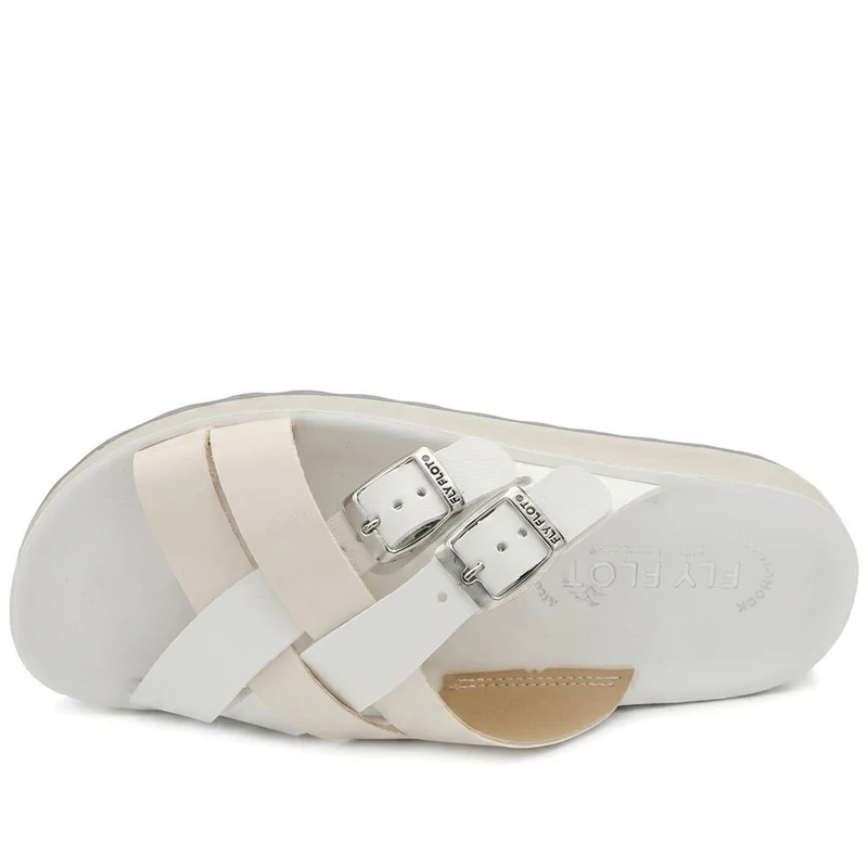 Fly Flot Strappy Dual Buckle Slip On Sandals - FLY43010 / 328 646 - Ivory