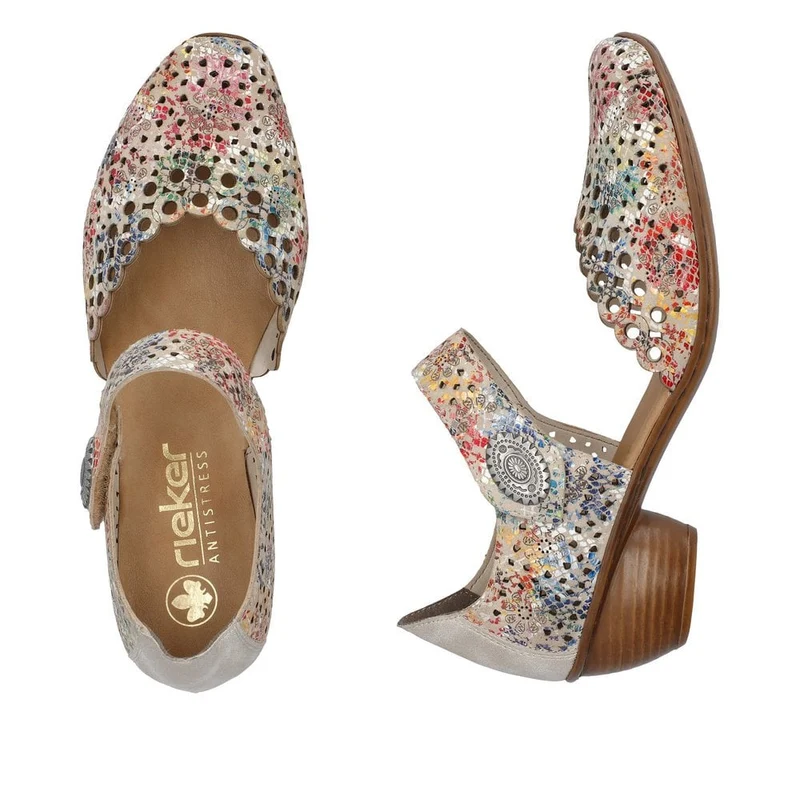 Rieker Modische Sandale für Damen - Beige Print