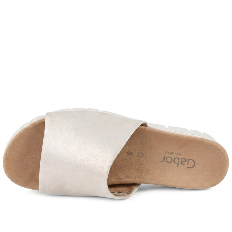 Gabor Wide Fit Leather Platform Mules - GABC44515 / 330 255 - Taupe