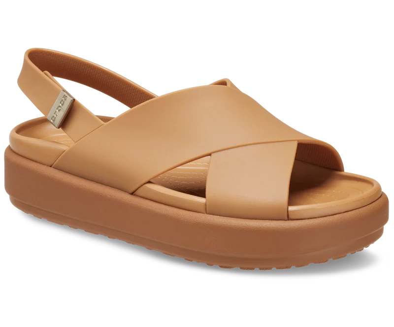 CROCS Brooklyn Luxe Sandale mit gekreuzten Riemen - Hellbraun