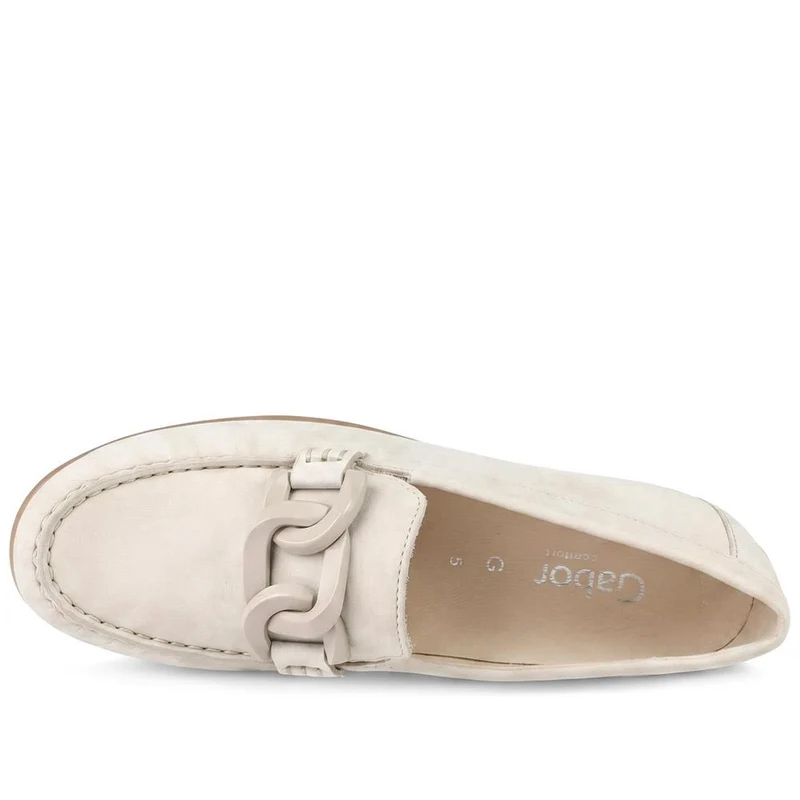 Gabor Wide Fit Leather Moccasins With Chain Detail - GABC44501 / 330 266 - Beige