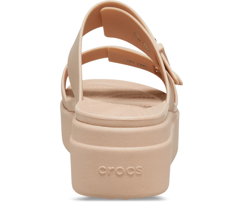 CROCS Unisex-Sandalen mit niedrigem Keilabsatz und Schnalle – Pink Clay