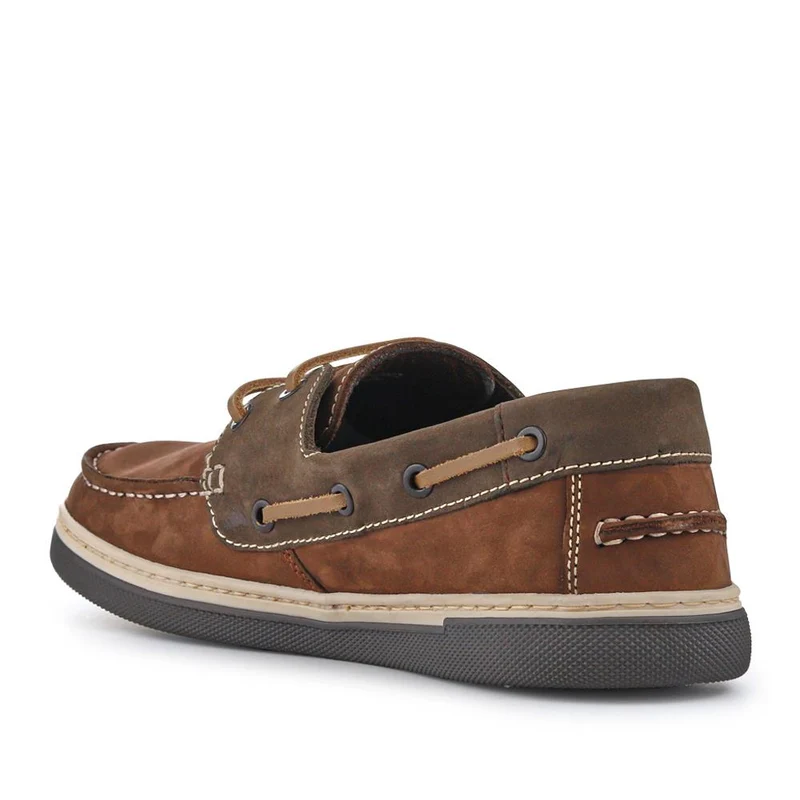 Rubber Soled Leather Boat Shoes - SHAFI41002 / 327 097 - Brown