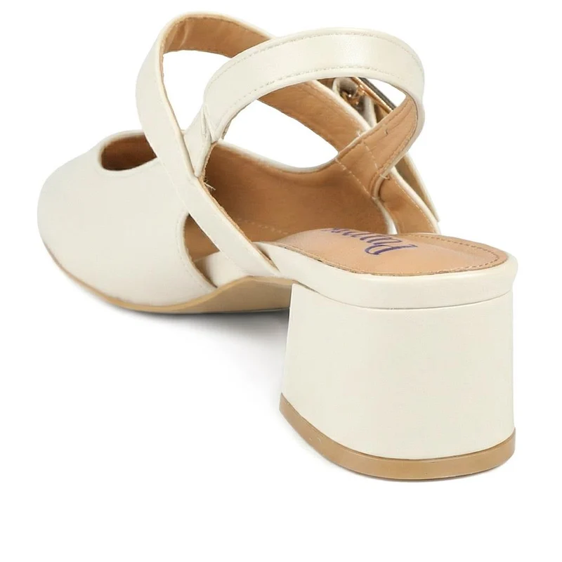 Block Heel Slingback Buckled Mary Janes - SANYI43020 / 329 443 - Off White