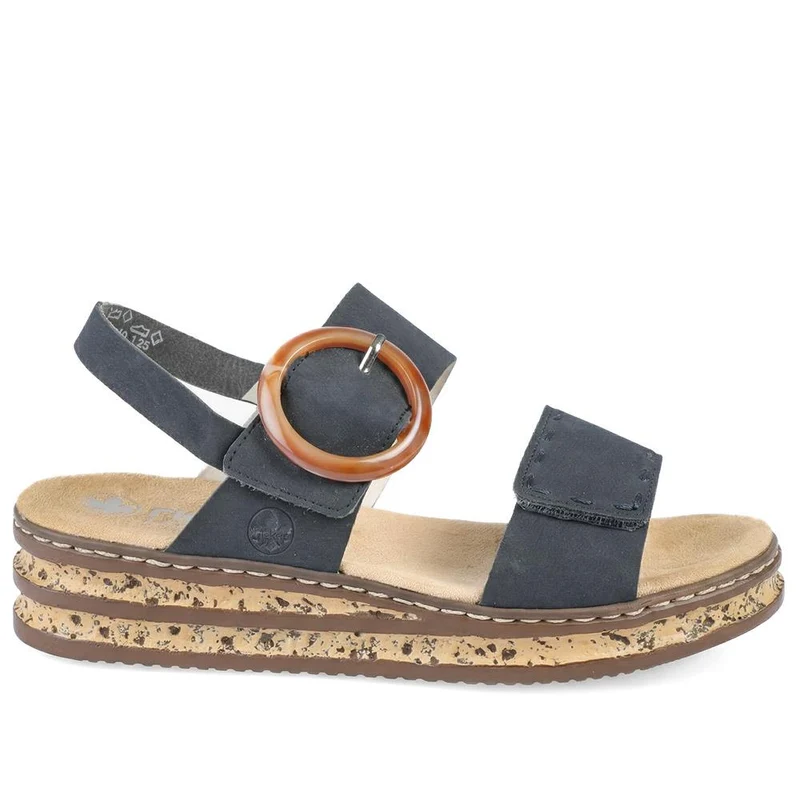 Rieker Adjustable Fasten Sandals with Faux Buckle - RKR43577 / 329 208 - Navy