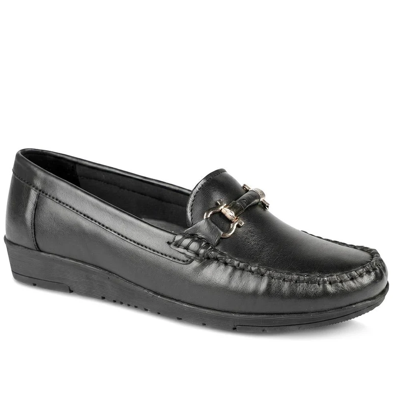 Casual Leather Moccasins - MOEN43000 / 329 547 - Black