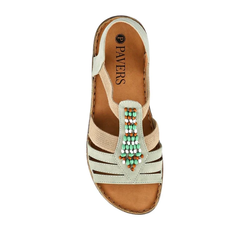 Elasticated Strappy Sandals - WOIL41056 / 327 123 - Green