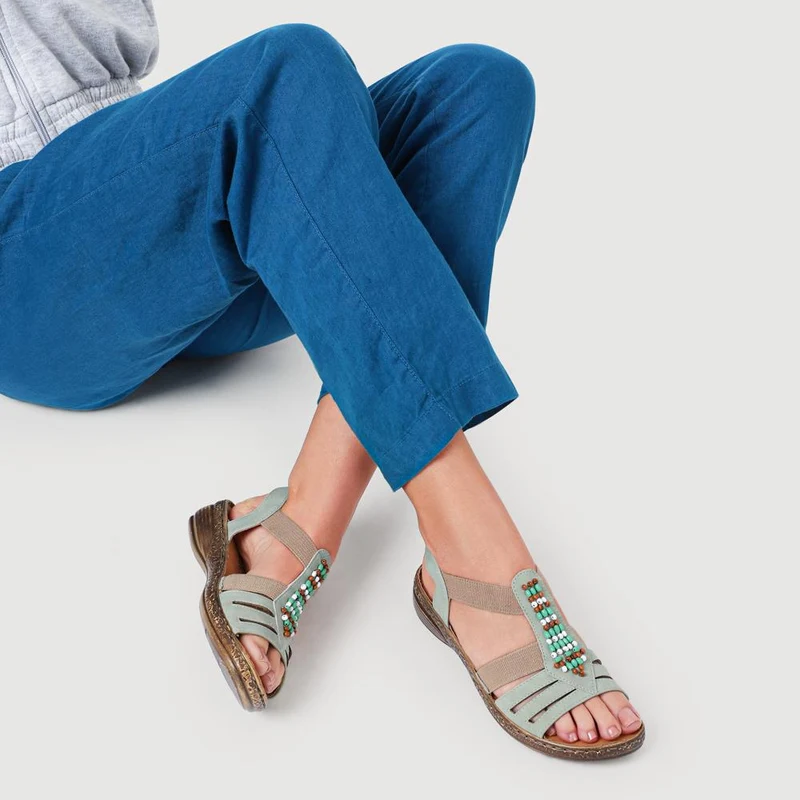 Elasticated Strappy Sandals - WOIL41056 / 327 123 - Green