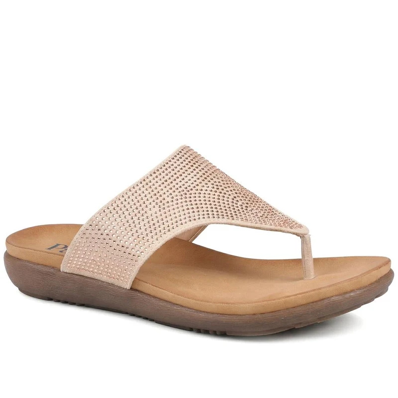 Wide Fit Cushioned Toe Post Sandals - BAIZH43055 / 329 378 - Blush