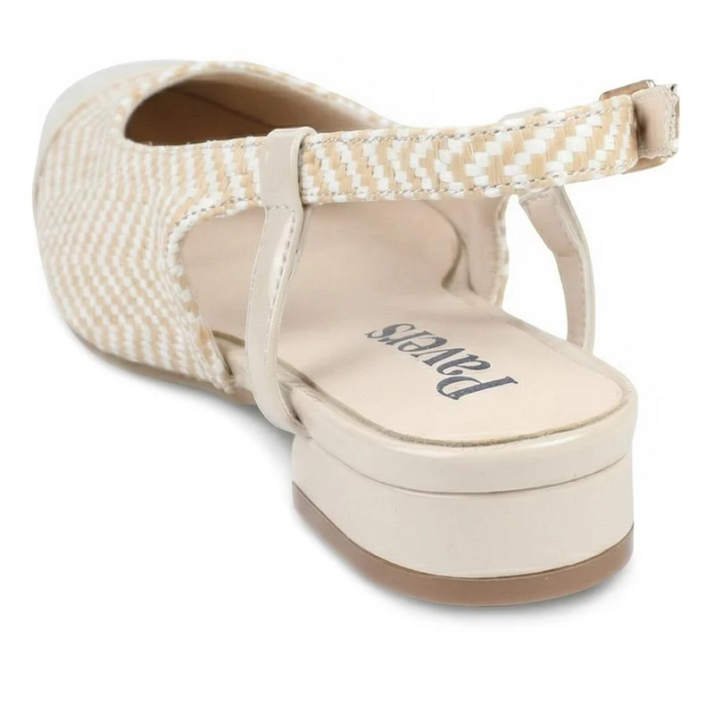 Lightweight Slingback Flat Court Shoes - WK43005 / 329 018 - Beige-White
