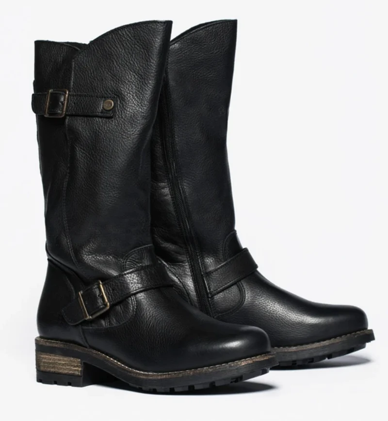 Oak & Hyde Damen Crest Bombain Lederstiefel - Schwarz