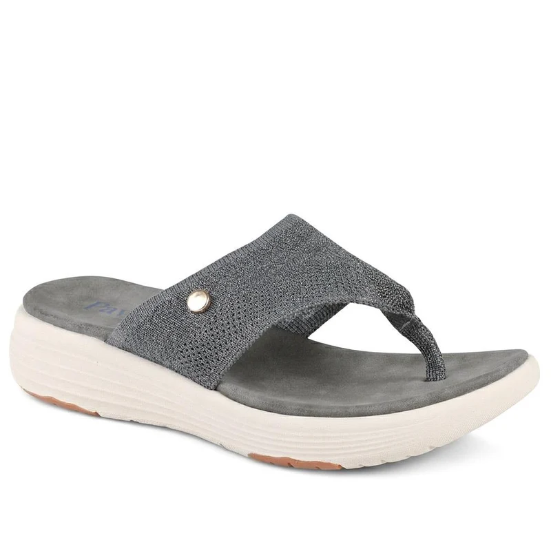 Cushioned Wedge Heel Toe Post Sandals - BAIZH43036 / 328 989 - Grey