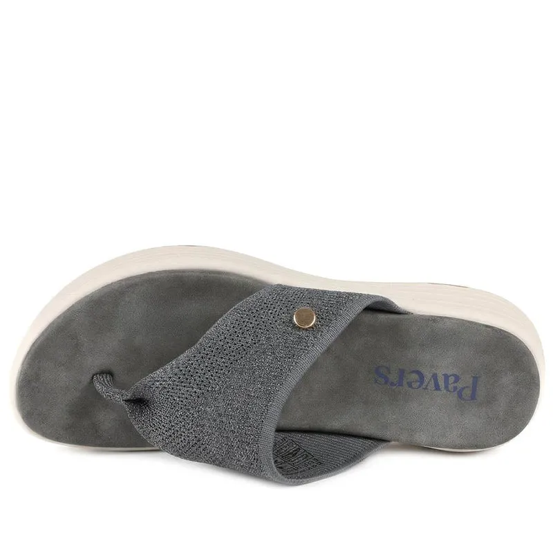Cushioned Wedge Heel Toe Post Sandals - BAIZH43036 / 328 989 - Grey