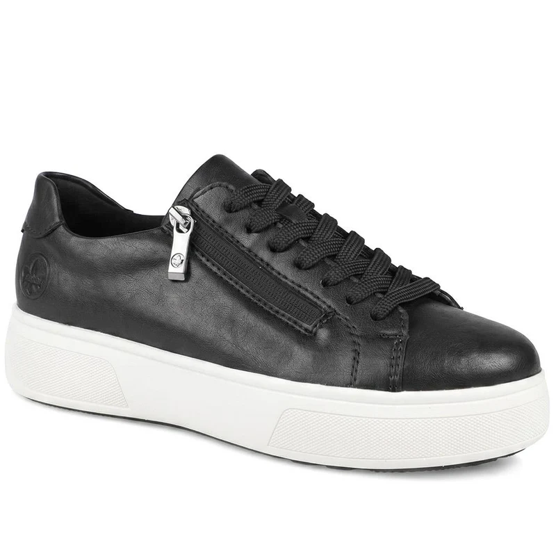 Rieker Leather Zip & Lace Platform Trainers - RKR43539 / 328 768