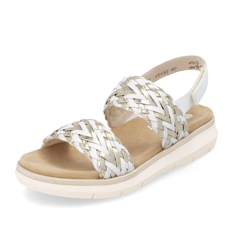 Remonte Damenmode Sandale mit gewebtem Riemen - Gold