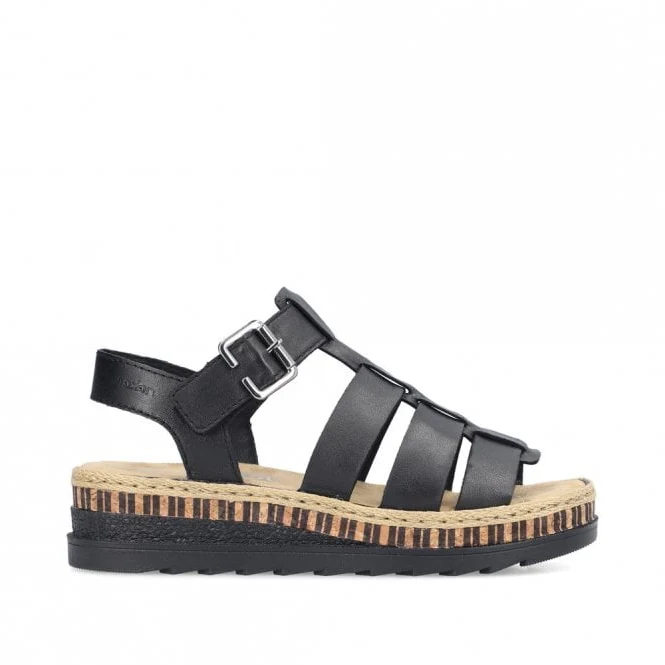 Rieker Mode-Plateau-Sandale für Damen – Schwarz