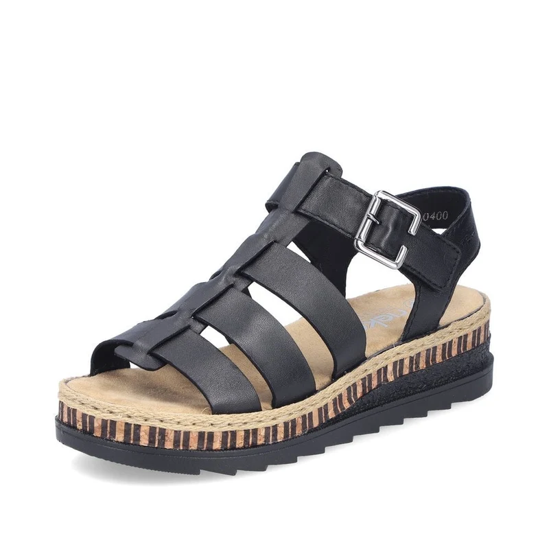 Rieker Mode-Plateau-Sandale für Damen – Schwarz