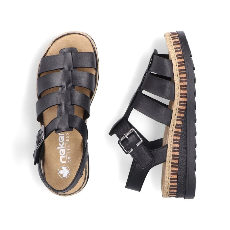 Rieker Mode-Plateau-Sandale für Damen – Schwarz