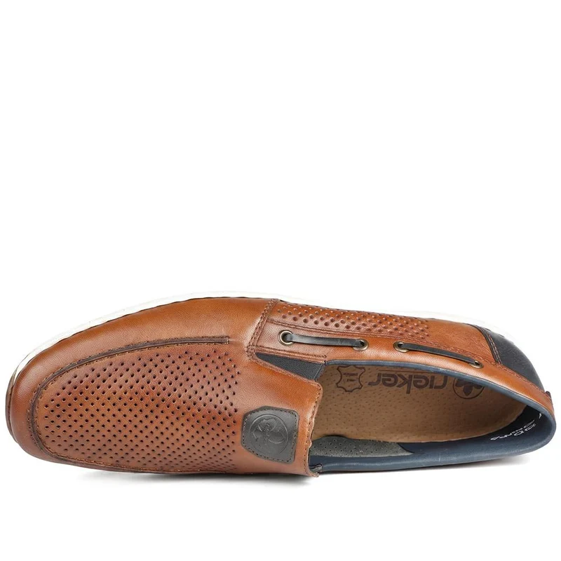 Rieker Leather Slip On Deck Shoes - RKR43588 / 329 541 - Tan
