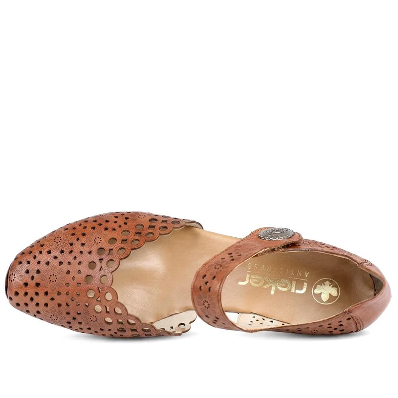 Leather Cuban-Heeled Mary Janes - RKR41536 / 327 286 - Tan