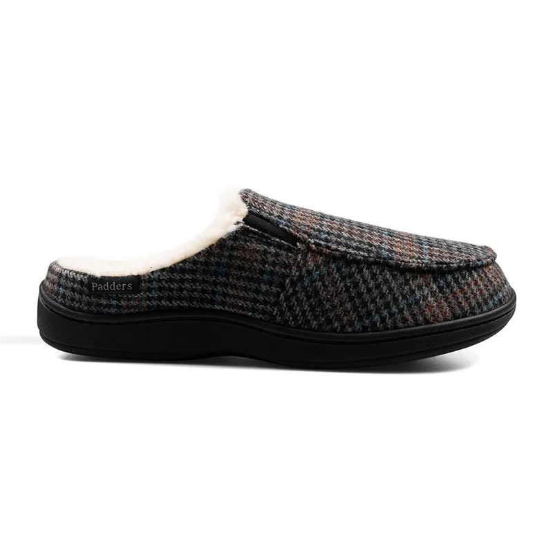 Padders Mens Slippers G Fit Side Stitched Washable - TOM - Tom / null - Blue Hounds Tooth