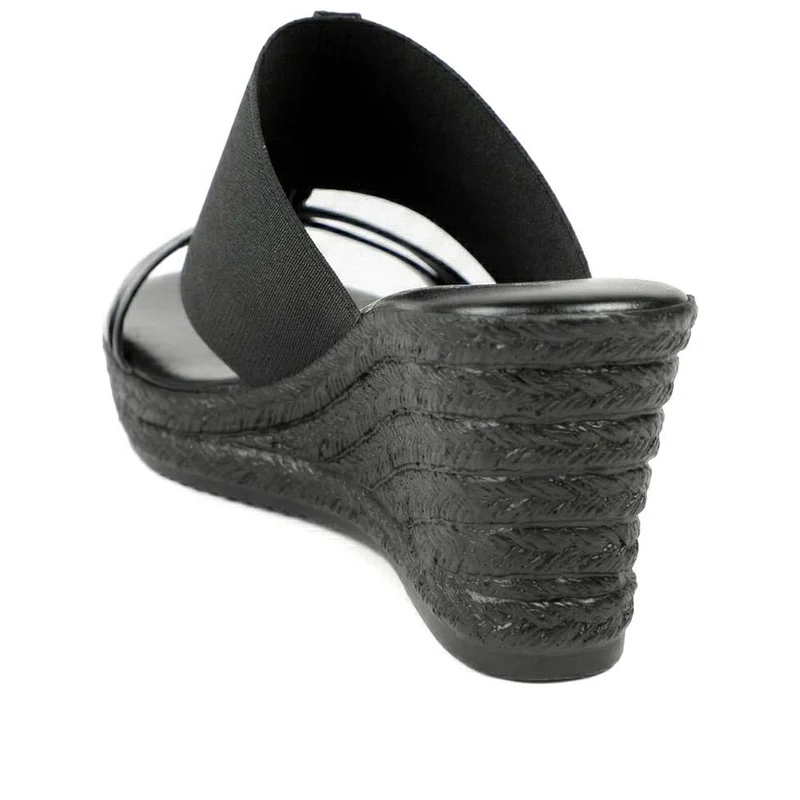 Metallic Wedge Espadrilles - CLUBS37003 / 323 836 - Black