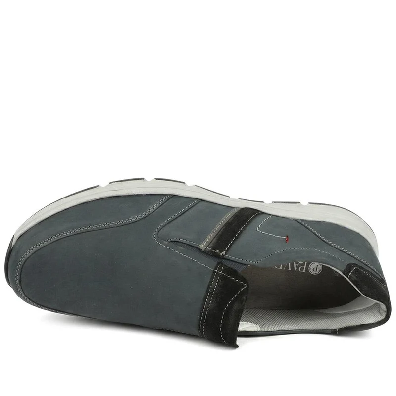 Wide-Fit Slip-On Leather Shoes - PARK41037 / 327 280 - Navy
