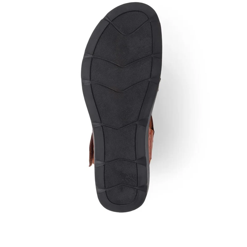 Adjustable Fasten Leather Sandals - KARY39029 / 325 513 - Tan