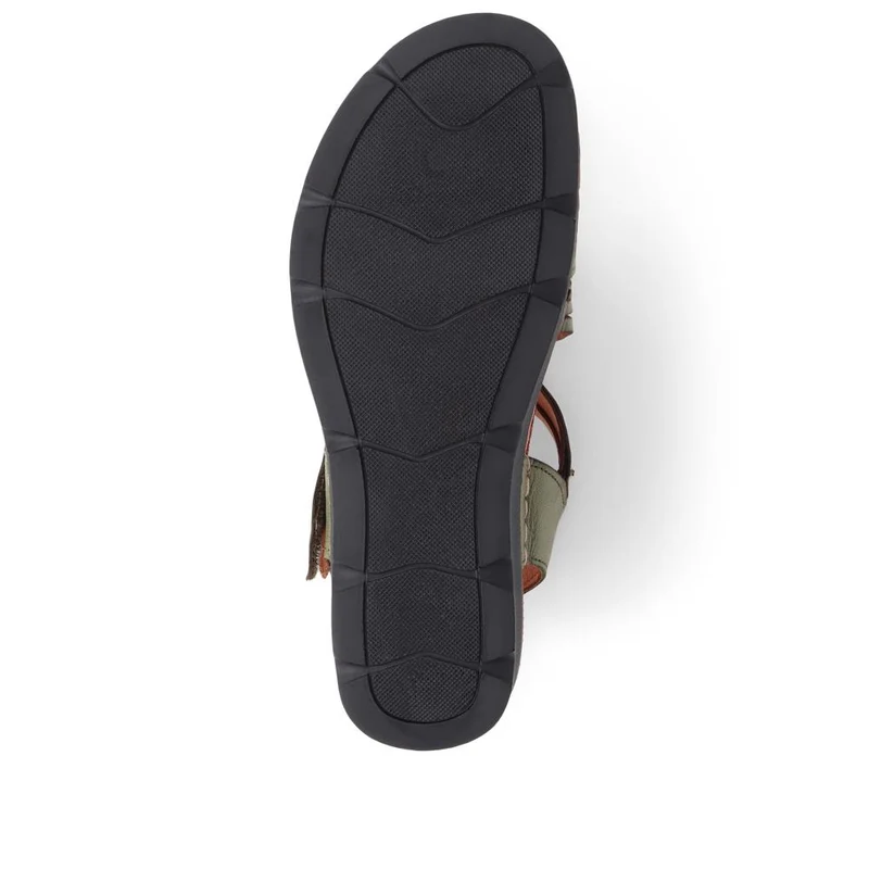 Adjustable Fasten Leather Sandals - KARY39029 / 325 513 - Olive