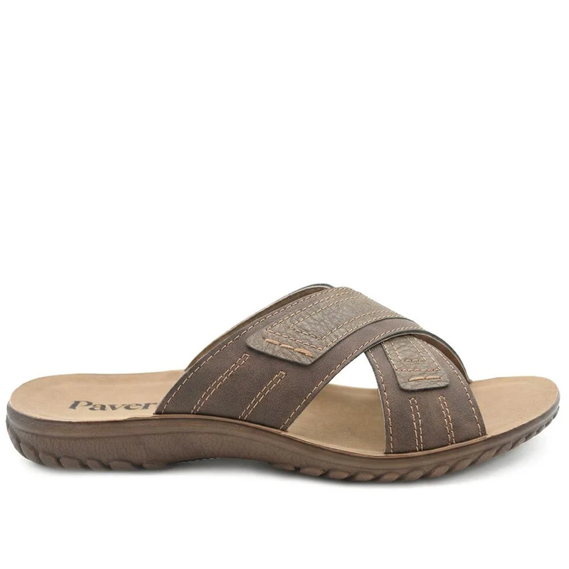 Strappy Cushioned Slip On Sandals - INB43016 / 329 217 - Brown