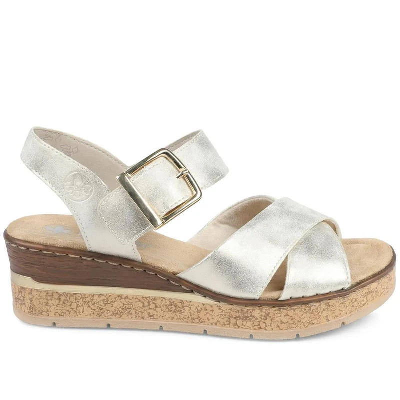 Rieker Buckle Fasten Strappy Sandals - RKR43576 / 329 207 - Metallic