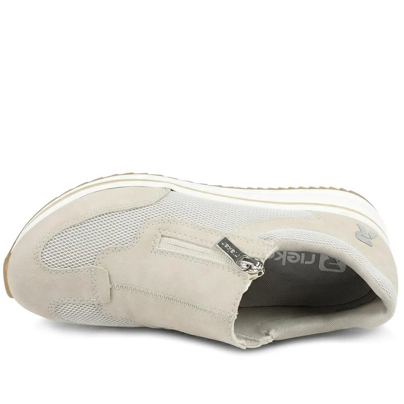 Rieker Leather Zip & Lace Trainers - RKR43524 / 328 765 - Beige