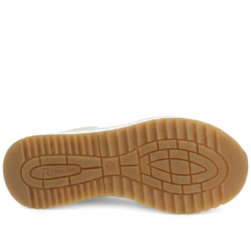 Rieker Leather Zip & Lace Trainers - RKR43524 / 328 765 - Beige