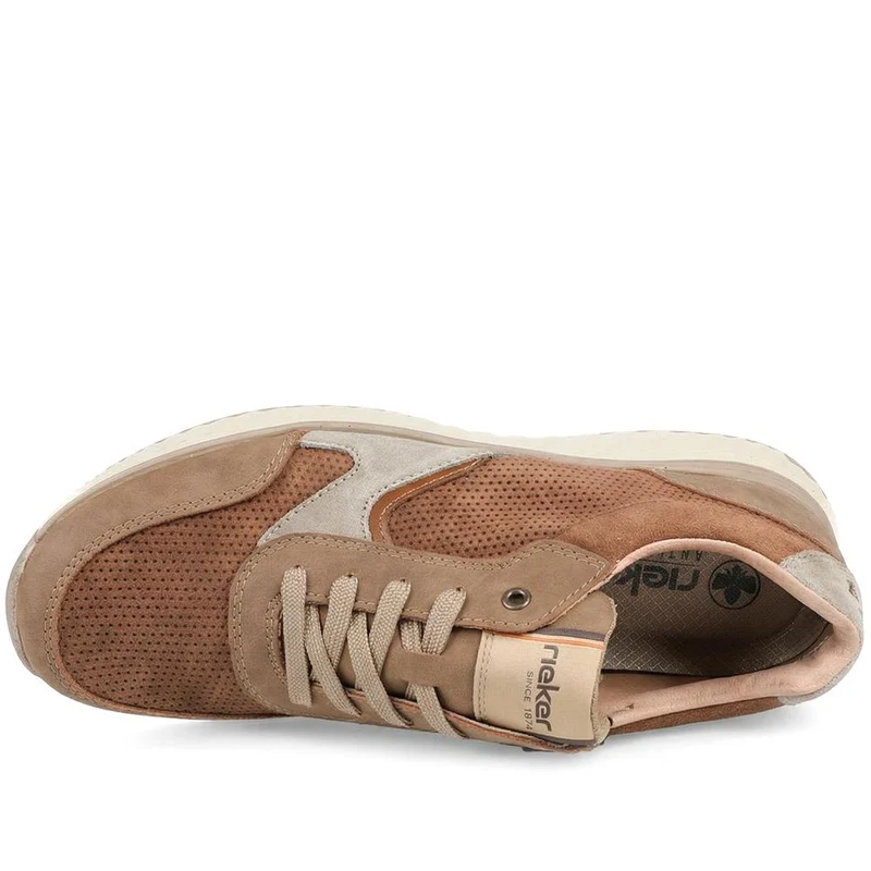 Rieker Leather Zip & Lace Trainers - RKR43512 / 328 771 - Brown