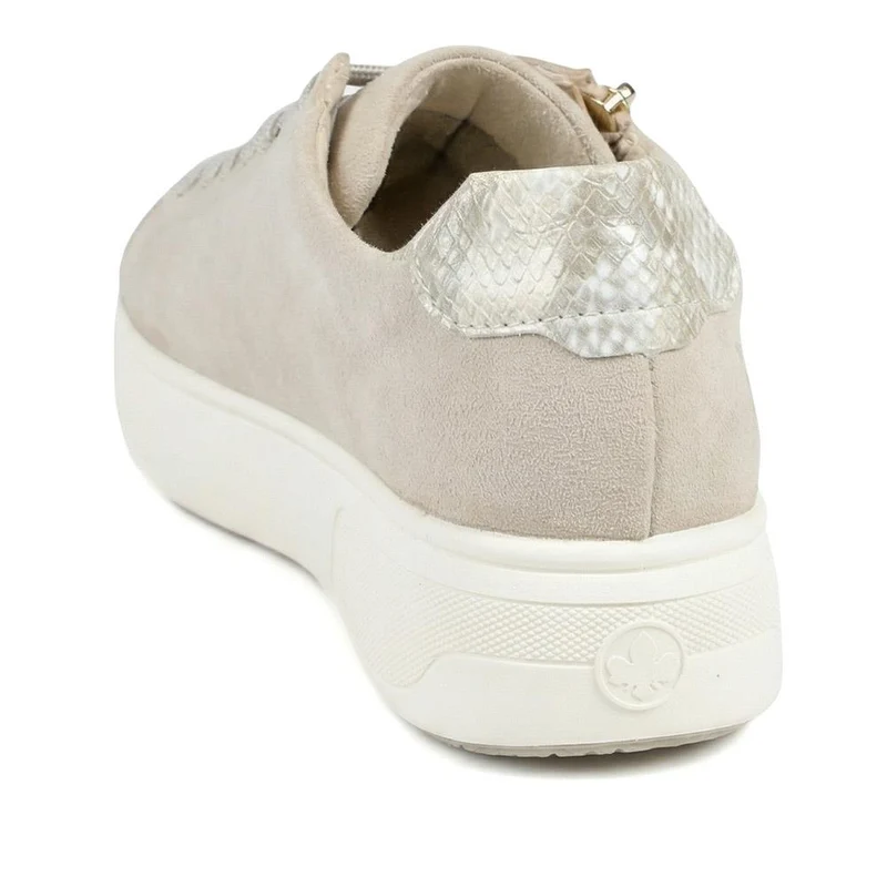 Rieker Leather Zip & Lace Platform Trainers - RKR43539 / 328 768 - Grey