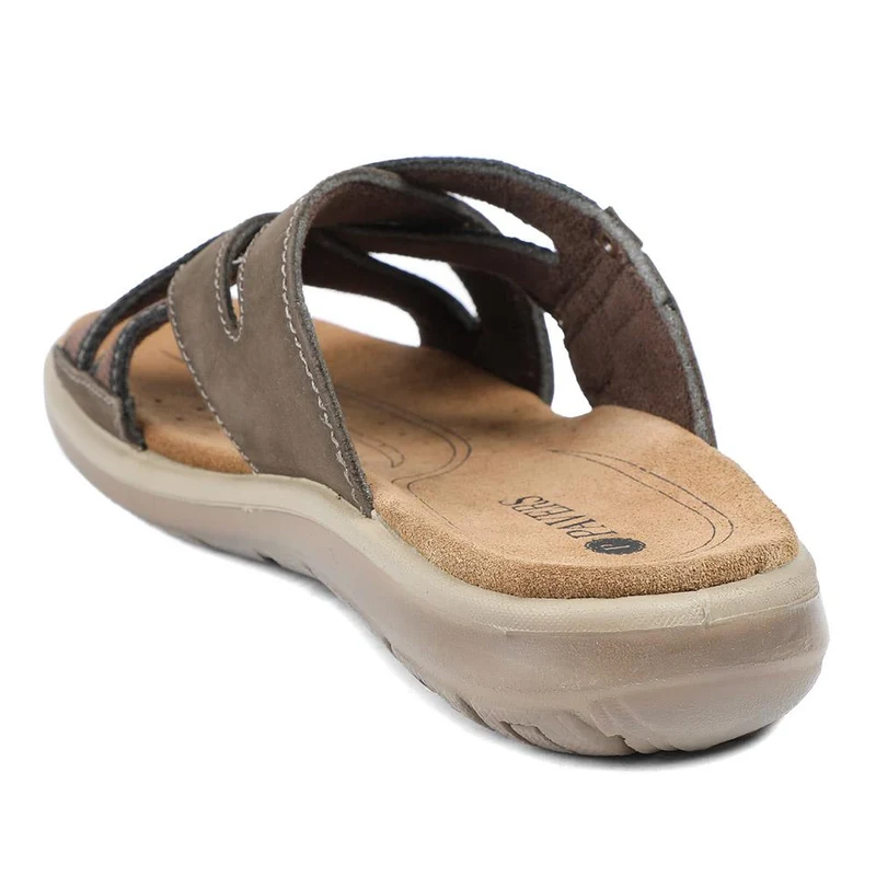 Leather Cross Strap Slip On Sandals - DDIN43010 / 329 105 - Brown
