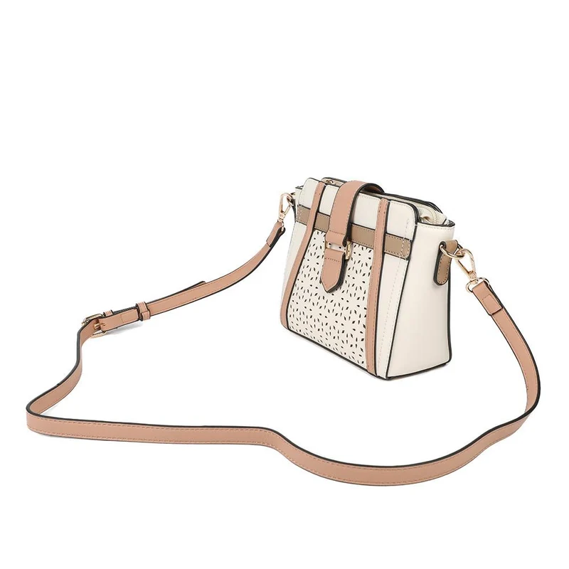 Laser Cut Detail Crossbody Bag - HETIA43005 / 329 236 - Beige Multi