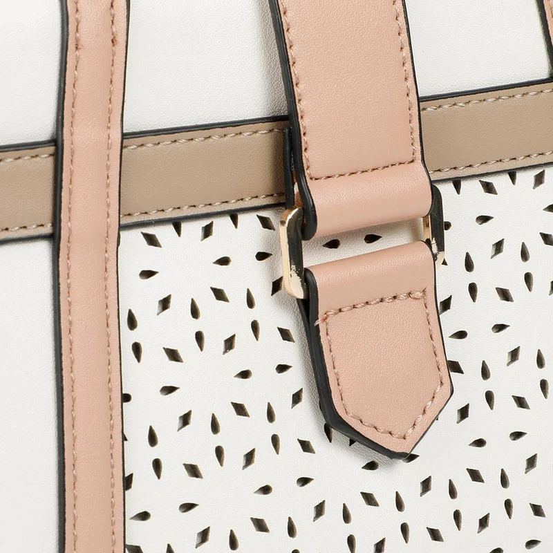 Laser Cut Detail Crossbody Bag - HETIA43005 / 329 236 - Beige Multi