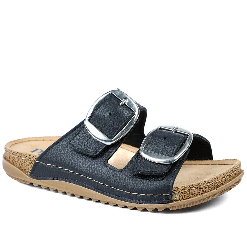 Wide Fit Buckle Detail Comfort Sandals - SERAY43001 / 329 113