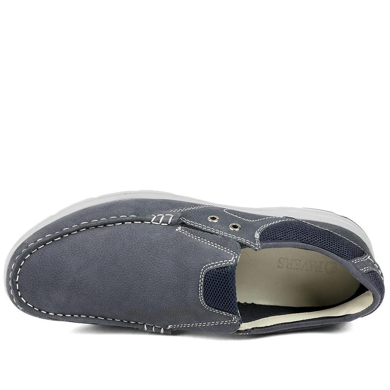 Premium Leather Slip On Shoes - SHAFI43002 / 329 320 - Navy