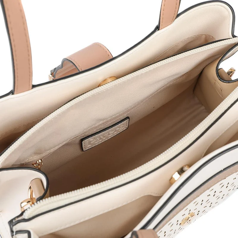 Laser Cut Detail Multiway Handbag - HETIA43004 / 329 235 - Beige Multi