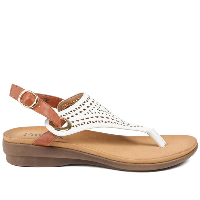 Slingback Toe Post Sandals - BAIZH43047 / 329 112 - White-Tan
