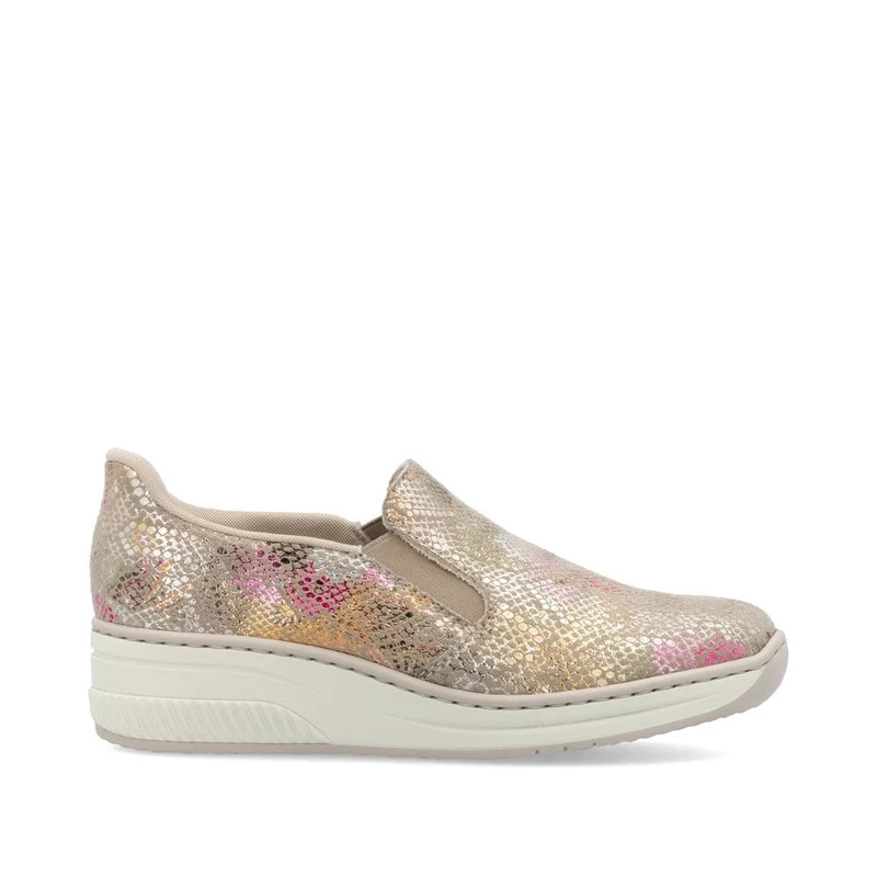 Rieker Slip-On-Sneakers für Damen mit Keilabsatz - Metallic