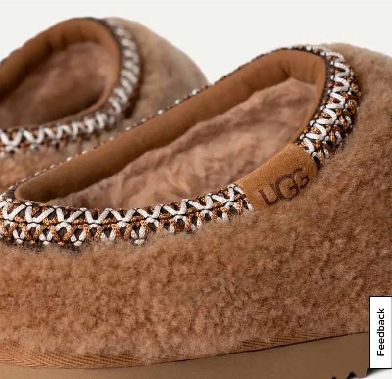 UGG Tasman Maxi Curly Slipper für Damen - Kastanie