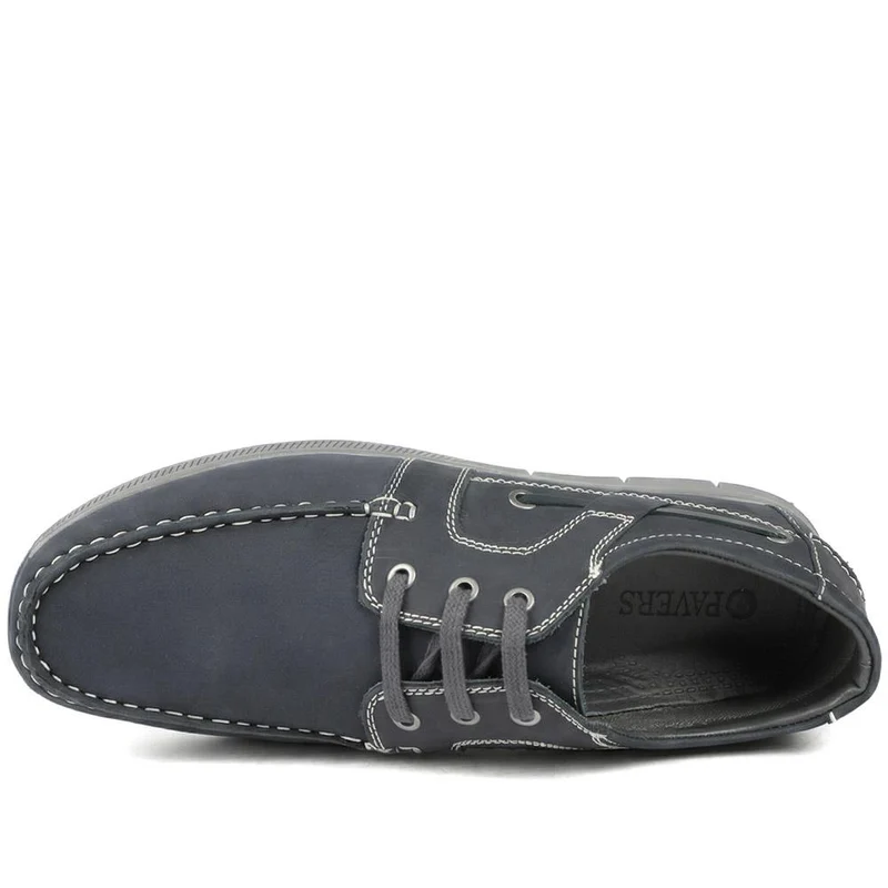 Leather Lace Up Boat Shoes - SHAFI43001 / 329 319 - Navy