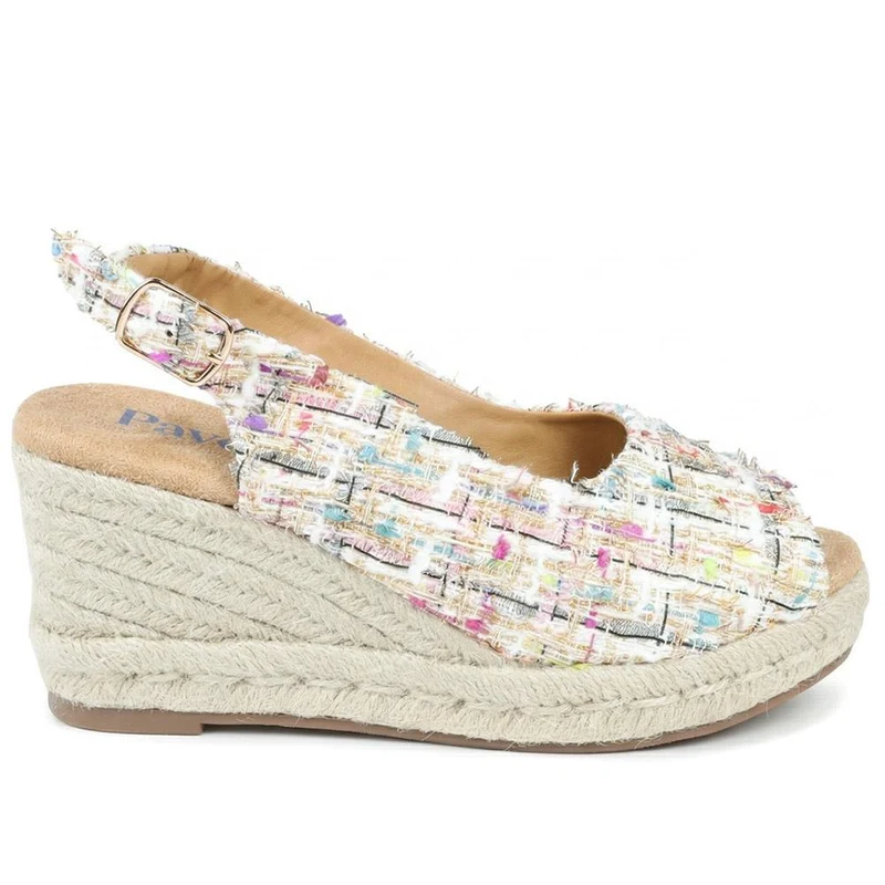 Peep Toe Wedged Slingback Espadrilles - WBINS43080 / 329 263 - Multi