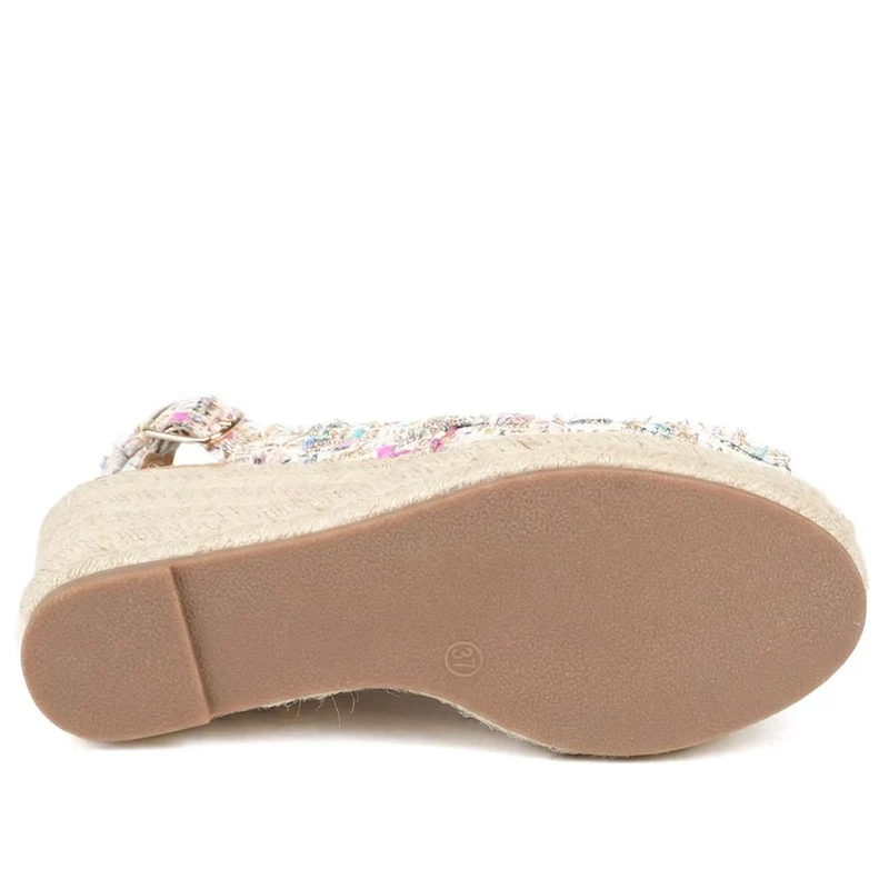 Peep Toe Wedged Slingback Espadrilles - WBINS43080 / 329 263 - Multi