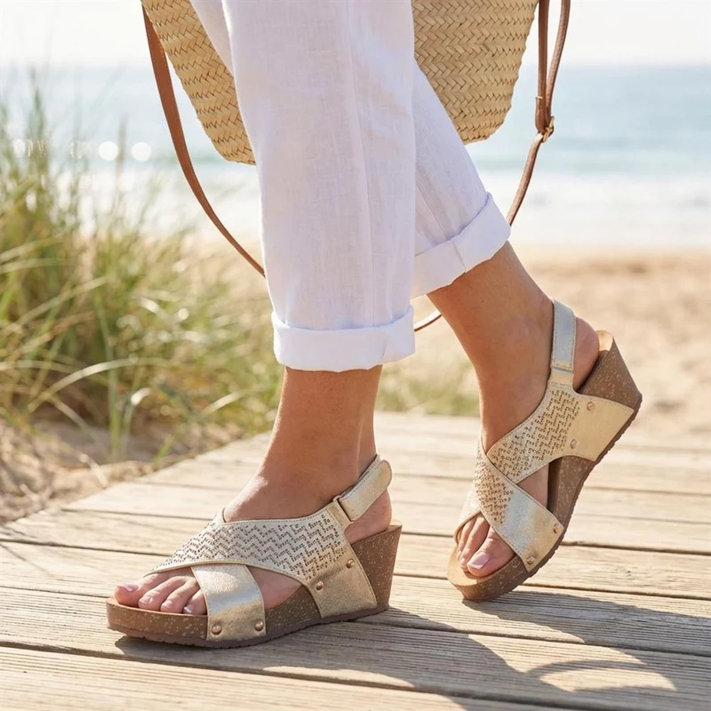 Bellissimo Wide Fit Slingback Sandals - BELBAIZH43027 / 329 115 - Soft Gold