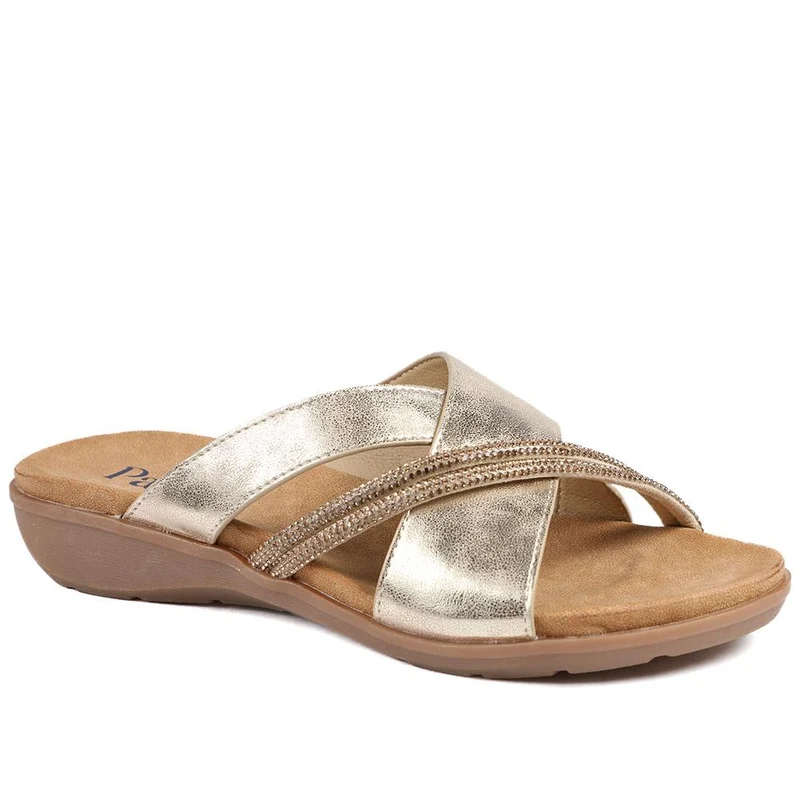 Lightweight Slip On Mule Sandals - BAIZH43010 / 329 165 - Gold